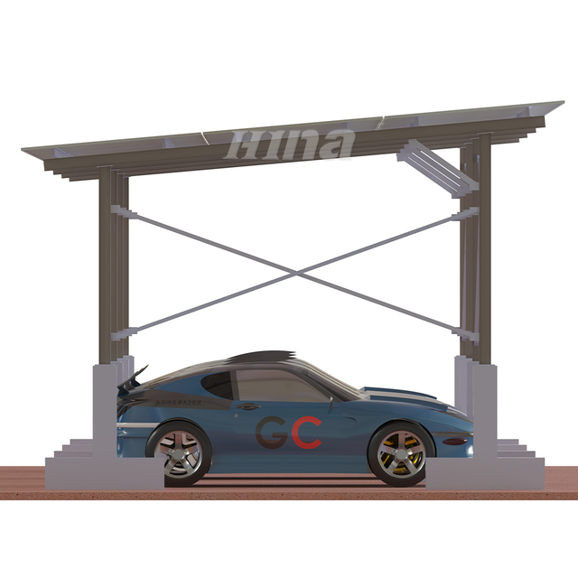 Solar-Carport-Montagesystem, Dual-Pfosten-Betonfundament, Solar-Carport-Regal