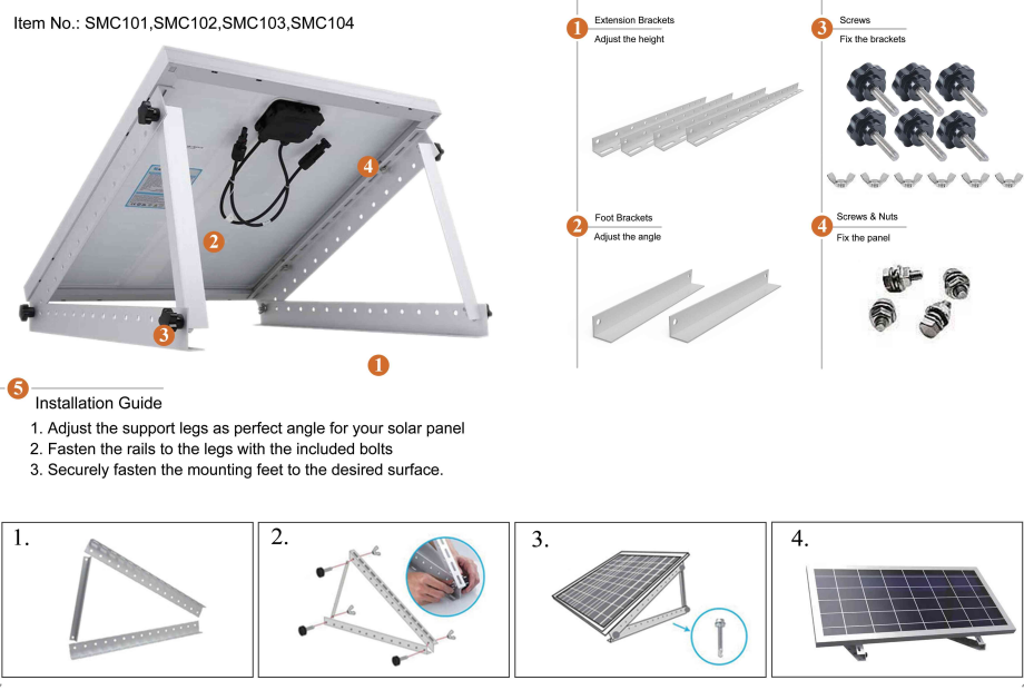 eine Installationsanleitung für ein Solarpanel -Montagesystem