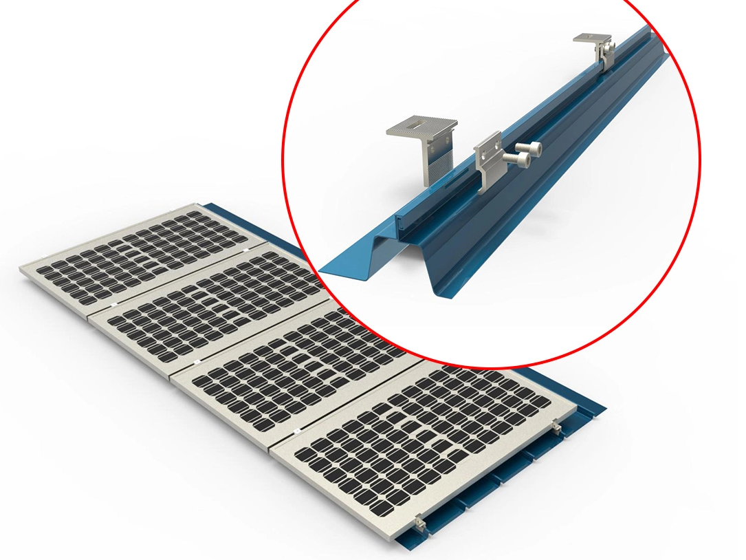 Anwendung stehender Nahtklemmen in der Solardachmontage